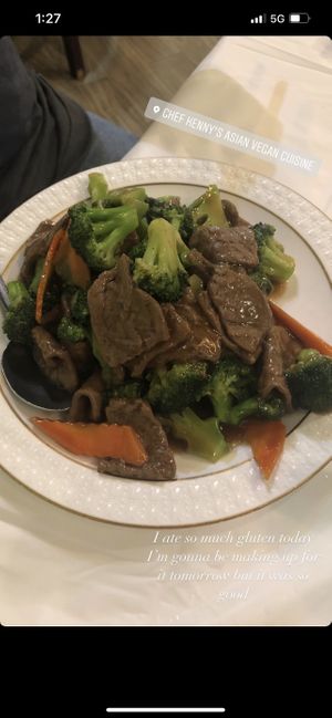 Beef and broccoli  at Chef Kenny's Asian Vegan Cuisine in Houston