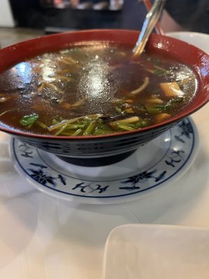 Hot and sour soup - giant serving!  at Chef Kenny's Asian Vegan Cuisine in Houston