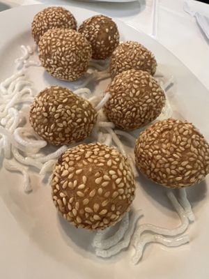 Sesame balls (filled with red bean paste)  at Chef Kenny's Asian Vegan Cuisine in Houston