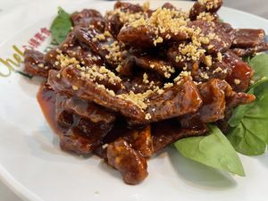 Crispy beef! So crispy!! Yumm!!  at Chef Kenny's Asian Vegan Cuisine in Houston