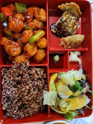Sweet & sour chicken bento at Chef Kenny's Asian Vegan Cuisine in Houston