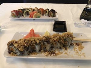Crunchy Roll and Rainbow Roll at Chef Kenny's Asian Vegan Cuisine in Houston