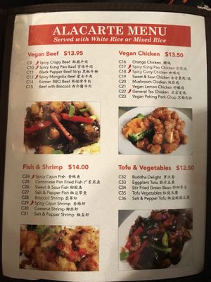 Menu at Chef Kenny's Asian Vegan Cuisine in Houston
