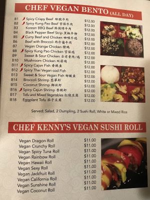 Menu at Chef Kenny's Asian Vegan Cuisine in Houston