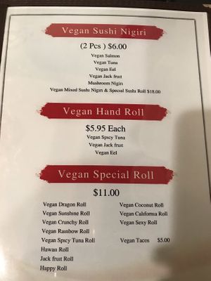 Menu at Chef Kenny's Asian Vegan Cuisine in Houston
