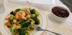 Shrimp & broccoli at Chef Kenny's Asian Vegan Cuisine in Houston