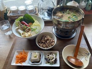 Hotpot with miso soup  at Cafe Ren - Sakyo in Kyoto