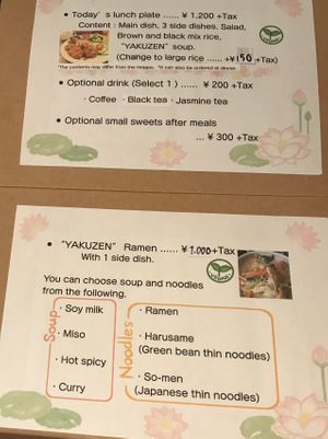 Menu  at Cafe Ren - Sakyo in Kyoto