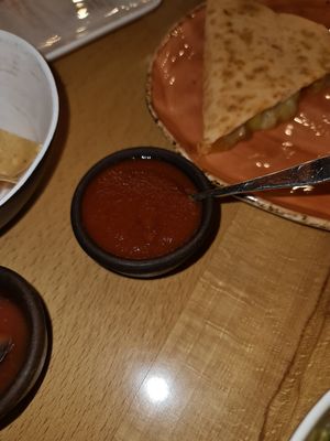 Extra salsa to help with the dryness of the food at Los Pueblos in Yerevan