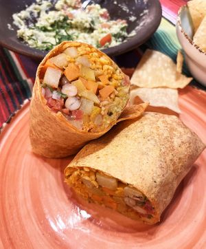 Legumbres Picadillo burrito at Los Pueblos in Yerevan