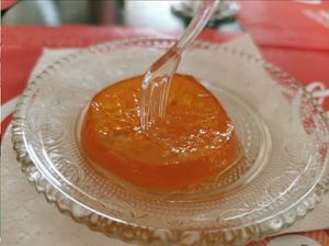 Sweet of the spoon from oranges  at Tis Mammis Sou in Rhodes