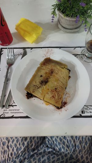 Vegan mousakas at Tis Mammis Sou in Rhodes