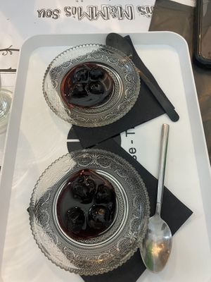 Traditional Greek dessert   at Tis Mammis Sou in Rhodes