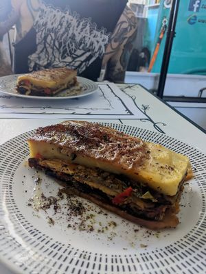 Vegan moussaka at Tis Mammis Sou in Rhodes