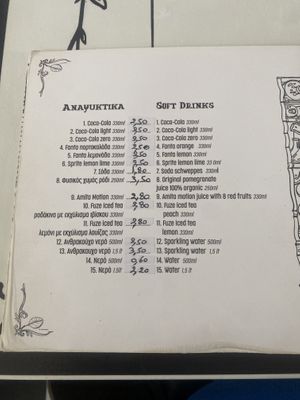 Menu 6, May 2023  at Tis Mammis Sou in Rhodes