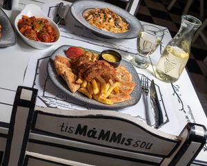 Vegan souvlaki  and vegan keftedes  at Tis Mammis Sou in Rhodes