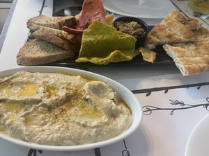 A mix of 3 starters  at Tis Mammis Sou in Rhodes