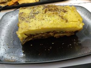 Vegan moussaka at Tis Mammis Sou in Rhodes