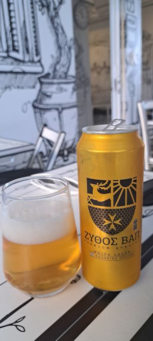 Greek beer at Tis Mammis Sou in Rhodes