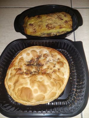 Fennel pie and vegan mussaka at Tis Mammis Sou in Rhodes