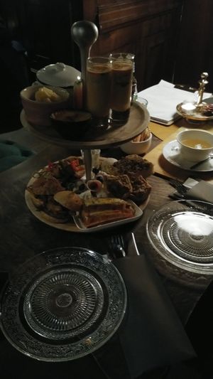 Bad lighting, but here's the etagère with Manny different bites at Atelier Flori in Bruges