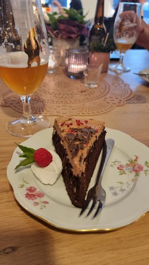 Chocolate cake at Atelier Flori in Bruges