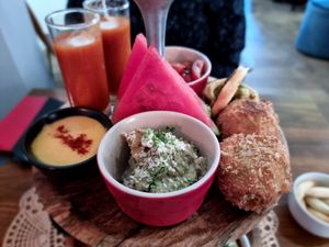 Part of tapas etagere at Atelier Flori in Bruges