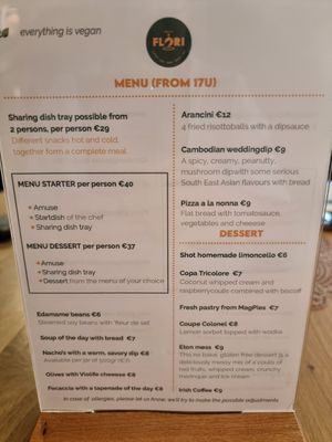 Menu (May 2024) at Atelier Flori in Bruges