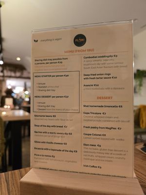 Menu (january 2025) at Atelier Flori in Bruges