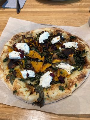 Butternut squash pizza. Pricy but so good!!  at True Food Kitchen in New Orleans