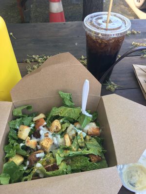 Caesar salad and RC Cola at DC Vegetarian in Portland
