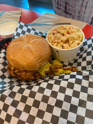 War Eagle with side of Mac salad at DC Vegetarian in Portland