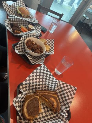 Classic burger, buffalo wings, bbq soy curls, Reuben sandwichh  at DC Vegetarian in Portland