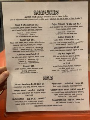 Menu at DC Vegetarian in Portland