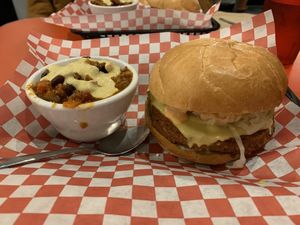 Reuben burger special at DC Vegetarian in Portland