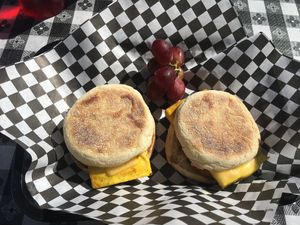 Muffin sandwich x 2! at DC Vegetarian in Portland