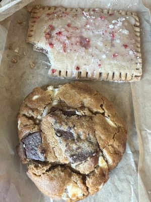 Monster cookie and raspberry handpie   at Askatu in Seattle
