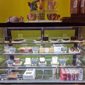 Display case: cakes, pies, bars at Askatu in Seattle