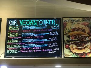 Vegan meal menu at Razzle Dazzle in Syracuse