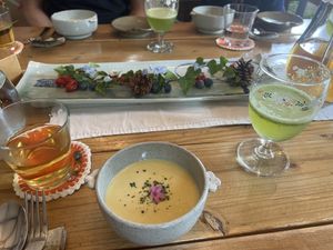 Cold corn soup  at Jag Eunbueok 작은부엌 in Jeju