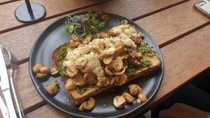 Vegan Mushroom toast at Icaro in Apollo Bay