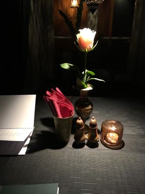 Table. no food yet :) at SOMA Cafe in Vilnius