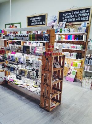 Quite extensive cosmetics section at ViviBio in Giarre