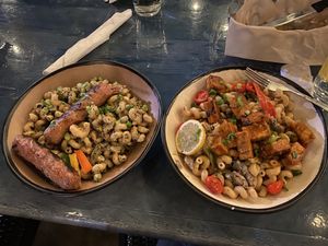The Irie Ites with Beyond Sausage and The Meshach with jerk tofu  at Nine Mile Montford in Asheville