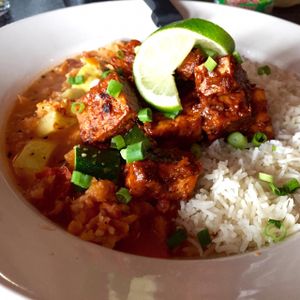 'Nine Mile (vegan option) with Tofu and Rice (K.J. heat level)' at Nine Mile West.  at Nine Mile Montford in Asheville