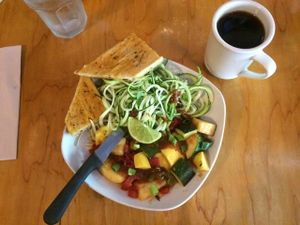 nine mile special with double vegetables  and zucchini substituted for pasta at Nine Mile Montford in Asheville