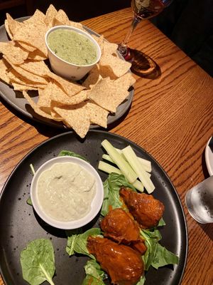 Spinach and Artichoke Dip and Drumsticks  at Cafe Sunflower in Atlanta