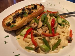 Fettuccine Alfredo - comes with garlic bread.  at Cafe Sunflower in Atlanta