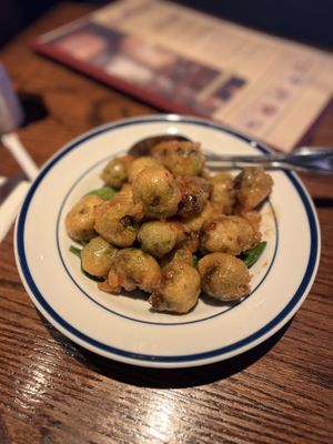 Great choice! Fried Brussels in a yummy sauce  at Cafe Sunflower in Atlanta
