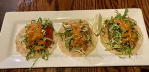 Fried avocado tacos  at Cafe Sunflower in Atlanta